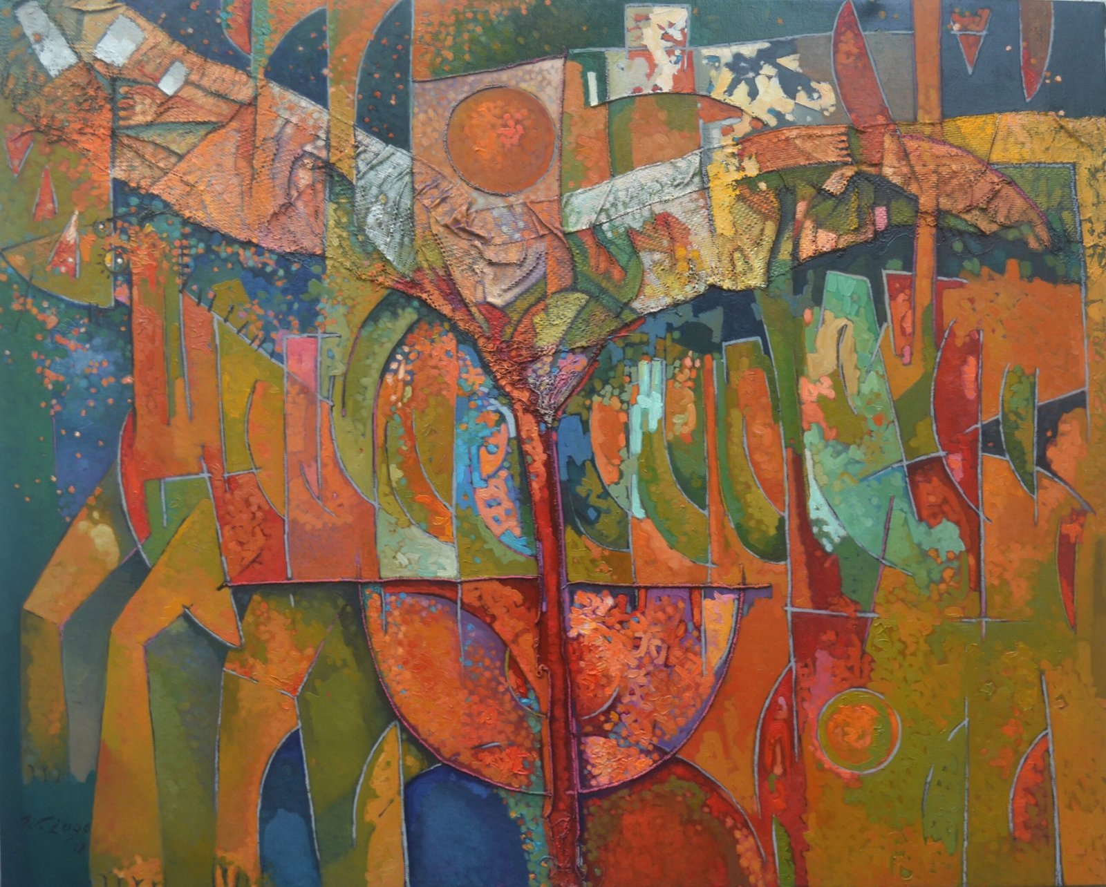 Ciudades que habitan en mi mente, el ángel, óleo sobre tela de Wilmer Lugo